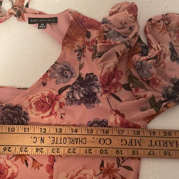 Sara Michelle Top in Dusty Rose Pink Floral Sz M Fashion Design w/many features - Picture 11 of 11